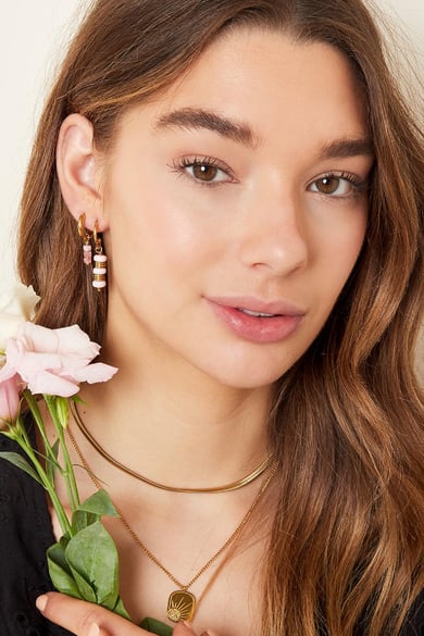 Pendientes colgantes - colección #summergirls Rosa&amp; Color dorado Acero inoxidable h5 Imagen2